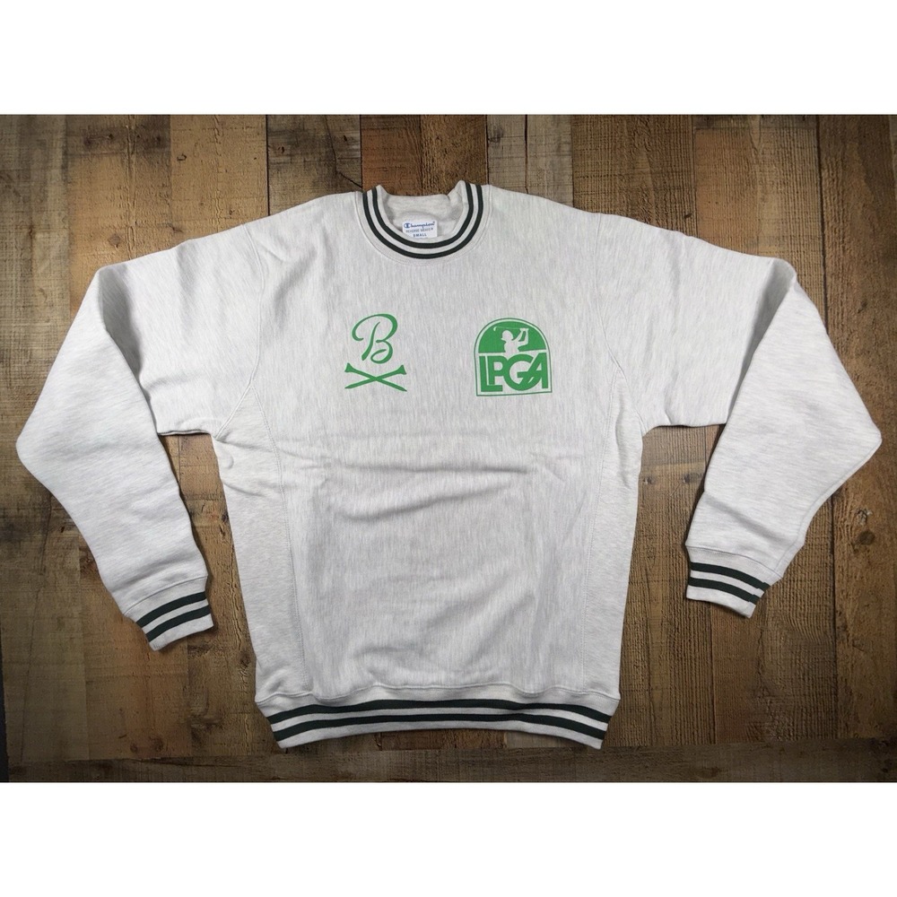 NWT Champion Reverse Weave LPGA Golf Sweatshirt Small Gray Green Varsity